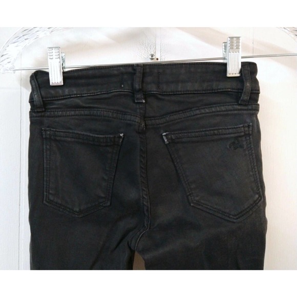 DL1961 Chloe Skinny Girls 10 Jeans Black Waxed Frayed Hems - Picture 4 of 6